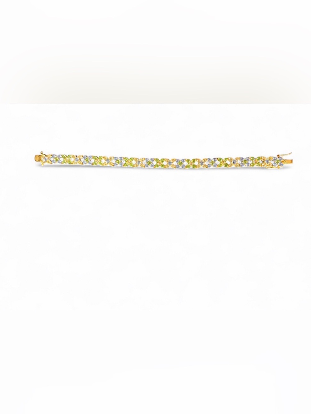 Vintage Joan Rivers China Stamped Gold, Blue, Yellow Rhinestone Tennis Bracelet